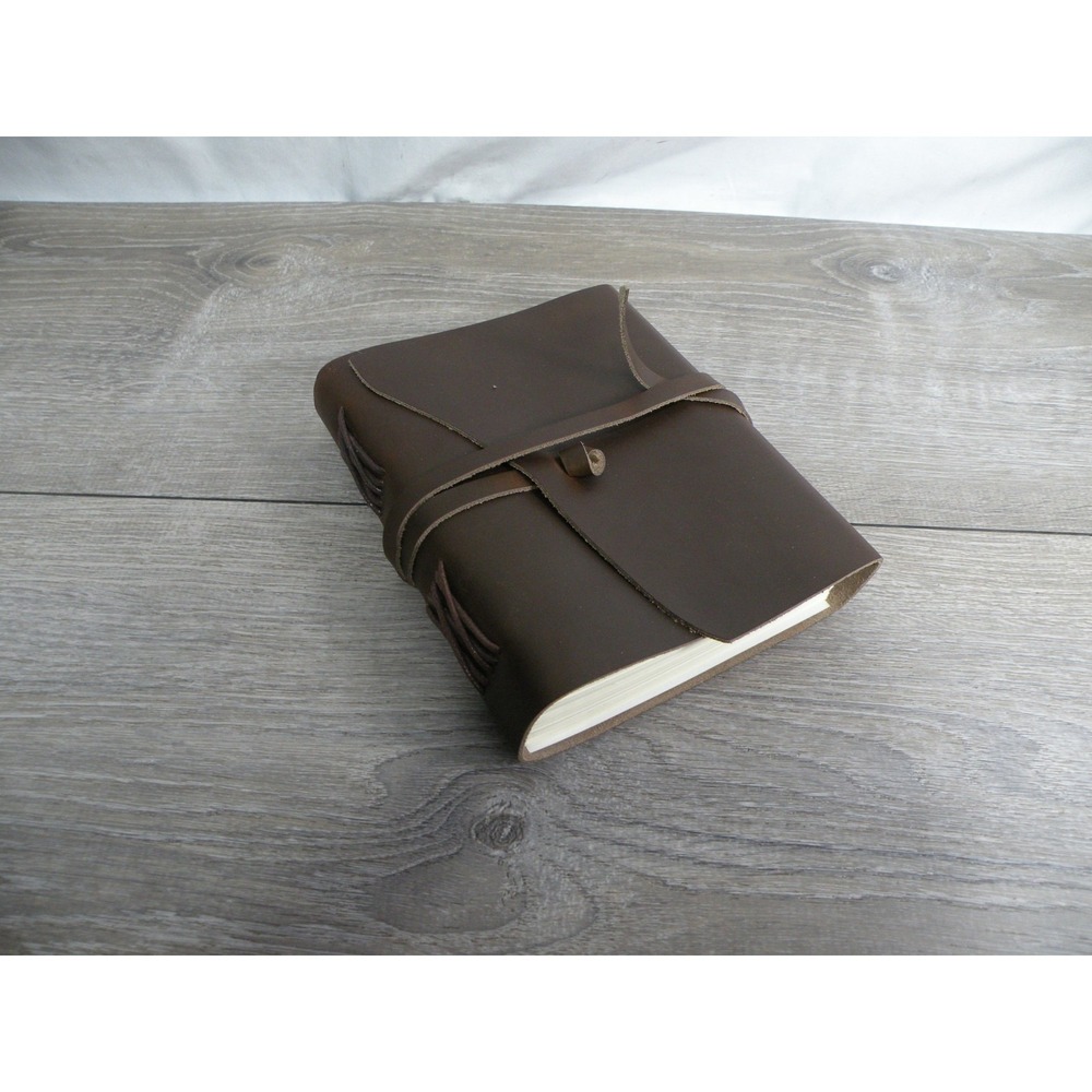 Ricco Bello Leather Journal Notebook Diary Rustic Vintage Style Brown Strap Wrap